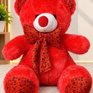 3 Feet Red Teddy Bear with Love Print Scarf – Large Plush Teddy