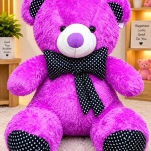 3 Feet Purple Teddy Bear with Polka Dot Bow – Large Plush Teddy