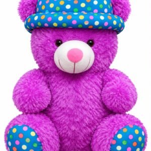 3 Feet Purple Teddy Bear with Polka Dot Hat – Large Plush Soft Toy