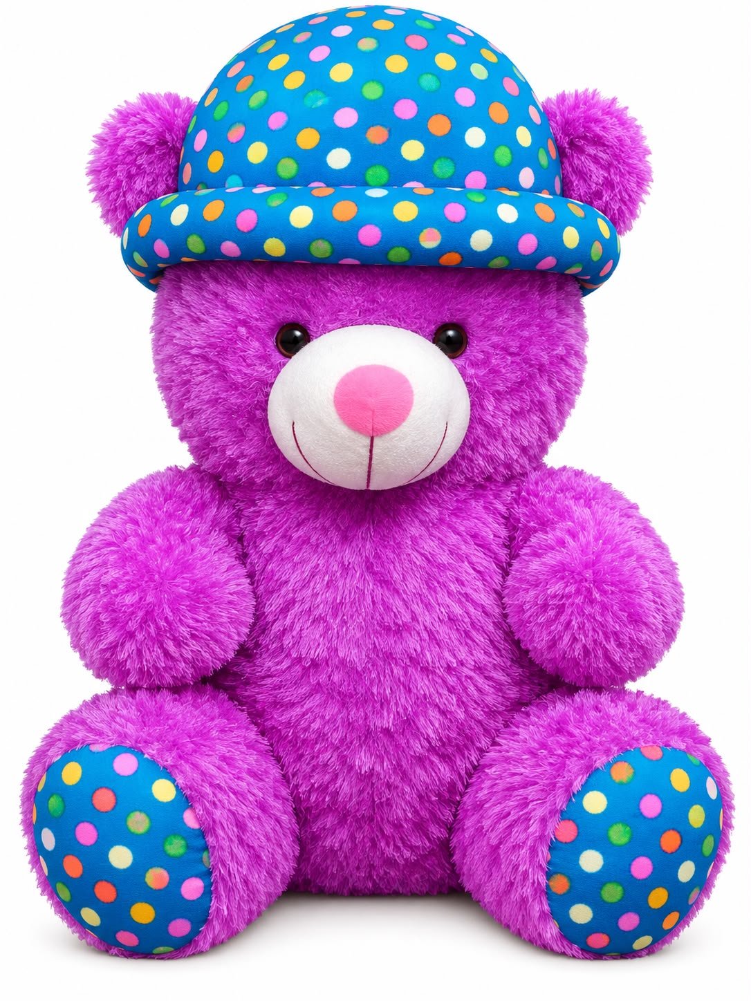 3 Feet Purple Teddy Bear with Polka Dot Hat – Large Plush Soft Toy
