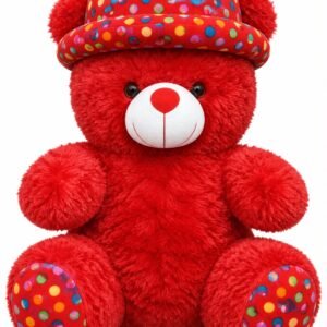 3 Feet Red Teddy Bear with Polka Dot Hat – Large Plush Soft Toy