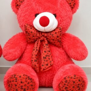 2.2 Feet Red Teddy Bear with Love Print Scarf – Large Plush Teddy