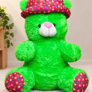 3 Feet Green Teddy Bear with Polka Dot Hat – Large Plush Soft Toy