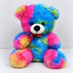 1 Feet Multicolor Teddy Bear with Bow – Cute Plush Teddy