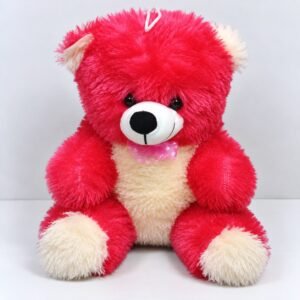 1 Feet Red & Cream Teddy Bear with Pink Bow – Cute Plush Teddy