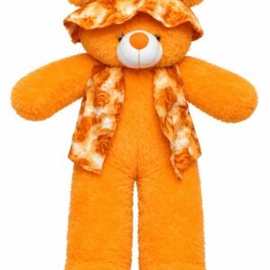 3.5 Feet Orange Teddy Bear with Matching Hat & Scarf – Large Plush Teddy