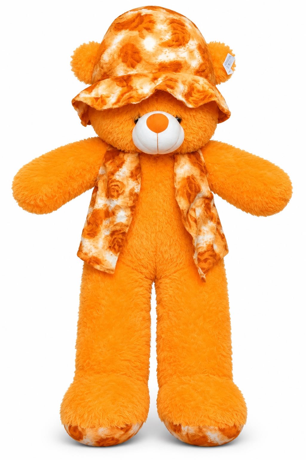 3.5 Feet Orange Teddy Bear with Matching Hat & Scarf – Large Plush Teddy