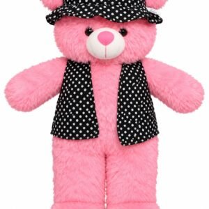 2.2 Feet Pink Teddy Bear with Black Polka-Dot Cap & Dress